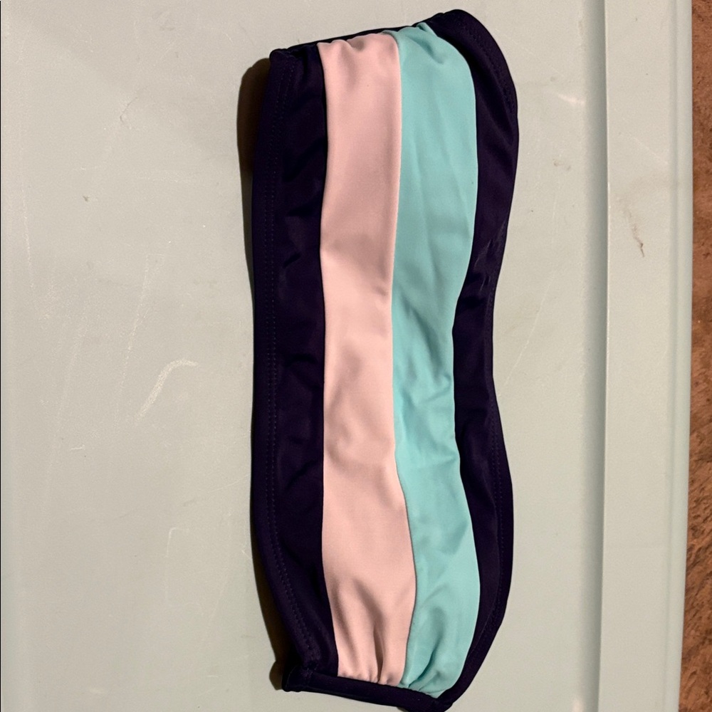 Athleta Navy, Light Pink & Aqua Bandeau Bikini Top